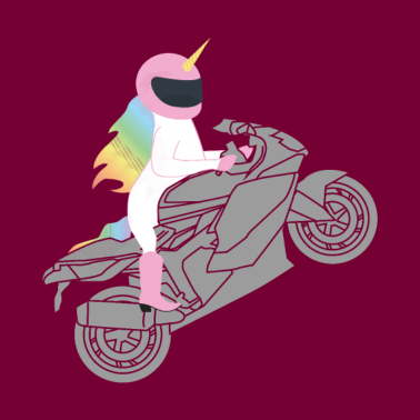 Motiv Motorrad Fahrer Einhorn Motorcycle Fabeltier