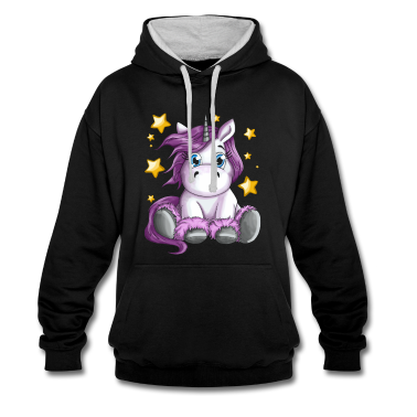 Einhörner Hoodie - Flauschiges Einhorn mit Sterne Illustration Motiv