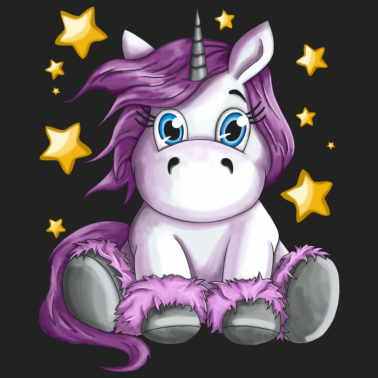 Motiv Flauschiges Einhorn mit Sterne Illustration Motiv