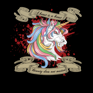 Motiv Böses Einhorn Splatter Shirt Geschenk