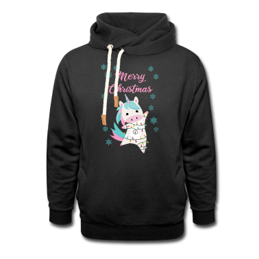 Einhörner Hoodie - merry christmas Einhorn magisch Schnee Winter rosa