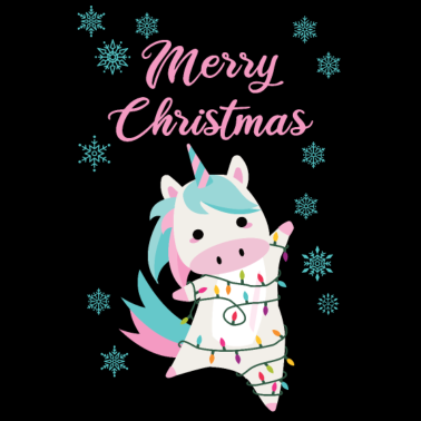 Motiv merry christmas Einhorn magisch Schnee Winter rosa