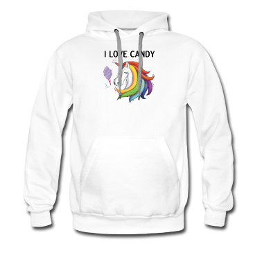 Einhörner Hoodie - I LOVE CANDY - Regenbogen Einhorn - Geschenkidee