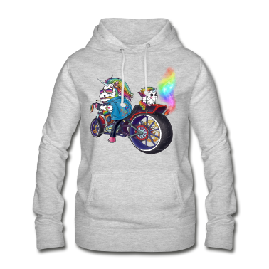 Einhörner Hoodie - Alpha Einhorn auf coolem Motorrad mit Regenbogen