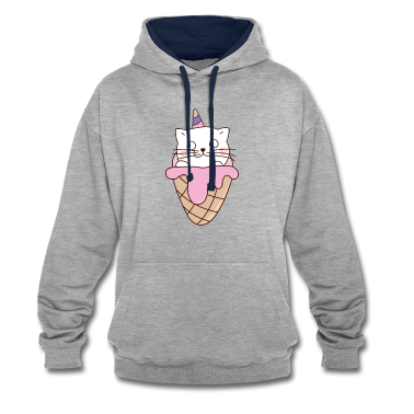 Einhörner Hoodie - Katze Eis Waffel Einhorn süßes Kätzchen lustig