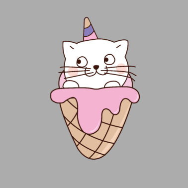 Motiv Katze Eis Waffel Einhorn süßes Kätzchen lustig