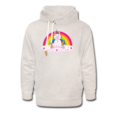 Einhörner Hoodie - Einhorn Regenbogen Kuss Wolken Sterne bunt