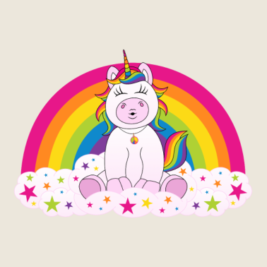 Motiv Einhorn Regenbogen Kuss Wolken Sterne bunt