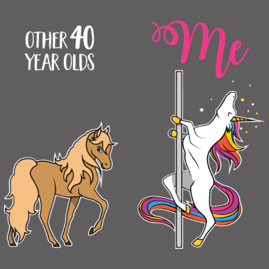 Motiv 40. Geburtstag vierzig Jahre Einhorn lustig Tanzen