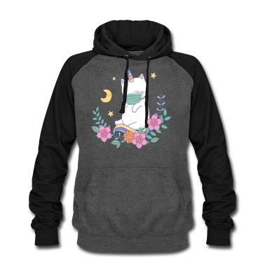 Einhörner Hoodie - Einhorn Unicorn Katze corona mit Mundschutz