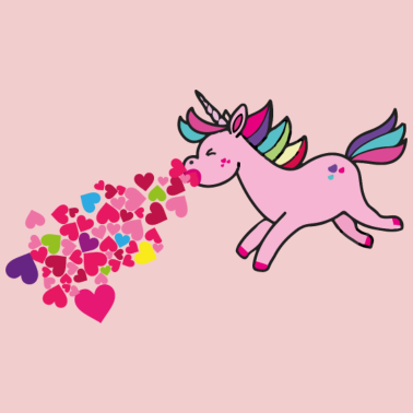 Motiv kotzendes einhorn, herzen, I love, herz , pink