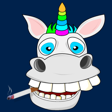 Motiv Einhorn Eddy am Rauchen