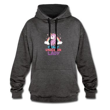 Einhörner Hoodie - Verrückte Einhorn Dame Regenbogen