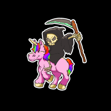 Motiv Einhorn und Sensenmann Geschenk