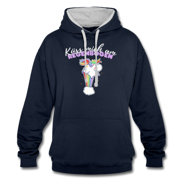 Einhörner Hoodie - Einhorn Damen Küss Mich Am Regenbogen Geschenk