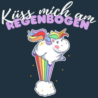 Motiv Einhorn Damen Küss Mich Am Regenbogen Geschenk