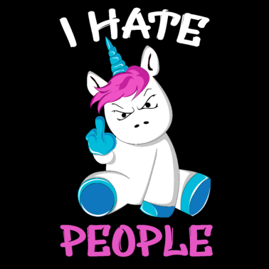 Motiv Einhorn Ich Hasse Menschen Stinkefinger