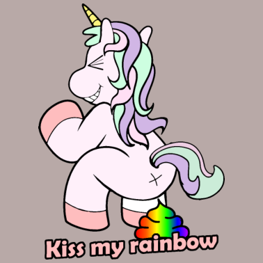 Motiv Kiss my rainbow Einhorn T-Shirt lustiger Unicorn