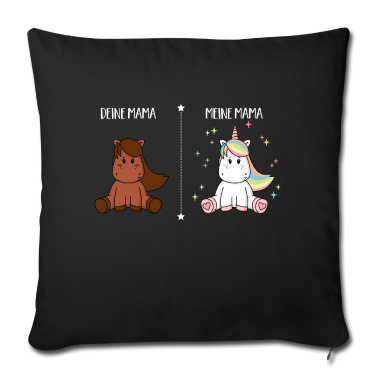 Einhörner Kissenbezug - Deine Mama Pferd Meine Mama Glitzer Einhorn Lustig