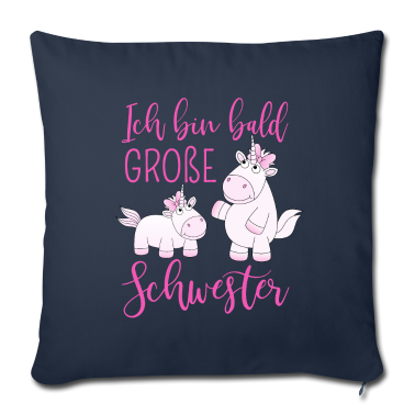 Einhörner Kissenbezug - Ich bin bald große Schwester Spruch Einhorn