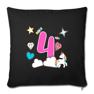 Einhörner Kissenbezug - Mädchen 4 Jahre alt 4. Geburtstag Geschenk