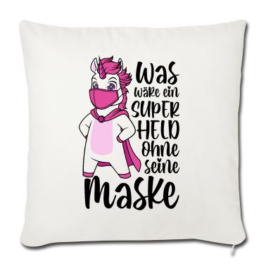 Einhörner Kissenbezug - Einhorn Superheld Maske Mundschutz lustige Sprüche