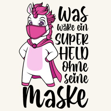 Motiv Einhorn Superheld Maske Mundschutz lustige Sprüche