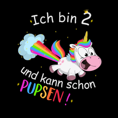 Motiv 2. Geburtstag Einhorn ich kann schon pupsen
