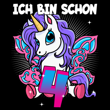 Motiv Ich bin schon 4 Einhorn Geburtstag Pferd Geschenk