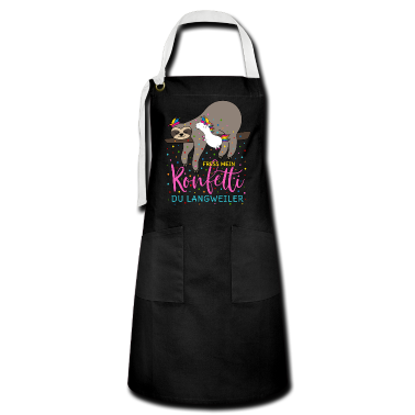 Einhörner Schürze - Fasching Fress mein Konfetti Einhorn Faultier