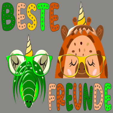 Motiv BESTE FREUNDE EINHORN KROKODIL GIRAFFE