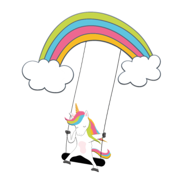 Motiv Einhorn, Schaukel & Regenbogen - personalisierbar!