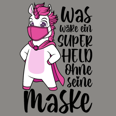 Motiv Einhorn Superheld Maske Mundschutz lustige Sprüche