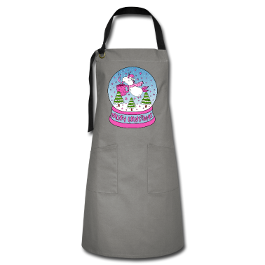 Einhörner Schürze - Glühweinhorn Einhorn Weihnachten Schneekugel pink