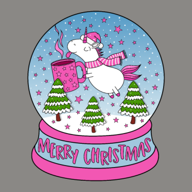 Motiv Glühweinhorn Einhorn Weihnachten Schneekugel pink