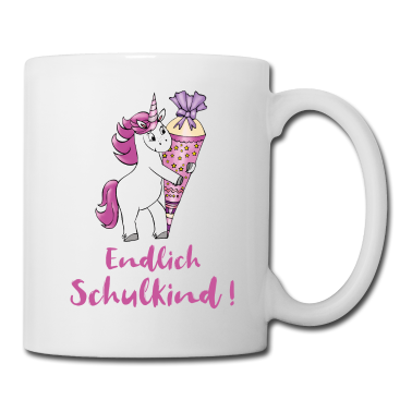 Einhörner Tasse - Einhorn mit Zuckertüte, Einschulung, Schulanfang