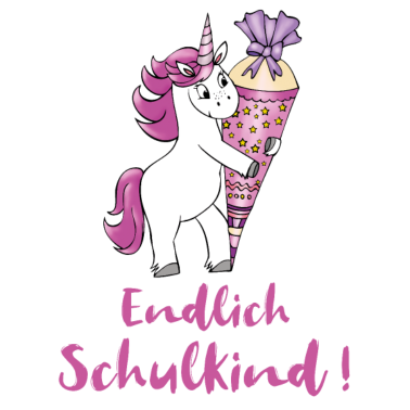 Motiv Einhorn mit Zuckertüte, Einschulung, Schulanfang