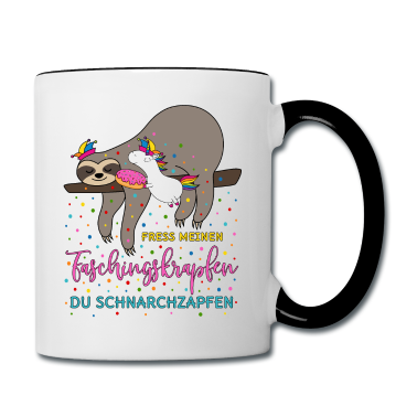 Einhörner Tasse - Fasching Einhorn Faultier Faschingskrapfen Krapfen
