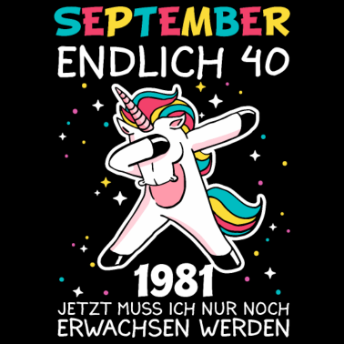 Motiv September 40 Geburtstag Einhorn lustiges Geschenk