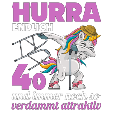Motiv 40. Geburtstag 40 Jahre Einhorn mit Rollator Stock