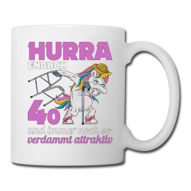 Einhörner Tasse - 40. Geburtstag 40 Jahre Einhorn mit Rollator Stock