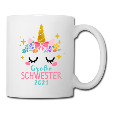 Einhörner Tasse - Große Schwester 2021 Geschenk Baby Geburt Einhorn
