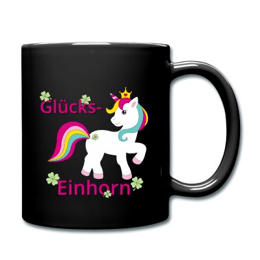 Einhörner Tasse - Glückseinhorn mit Kleeblättern