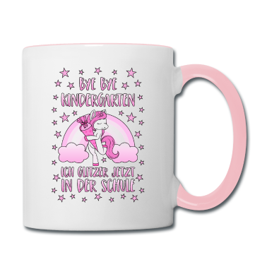 Einhörner Tasse - Einhorn Bye Bye Kindergarten Schule Glitzer Rosa