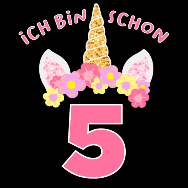 Motiv Kinder Einhorn ich bin schon 5 Jahre 5. Geburtstag