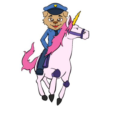 Motiv Polizei Hund auf Einhorn