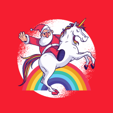 Motiv Santa unicorn - Weihnachtsmann auf einem Einhorn