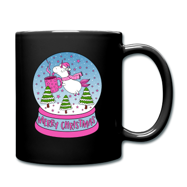 Einhörner Tasse - Glühweinhorn Einhorn Weihnachten Schneekugel pink