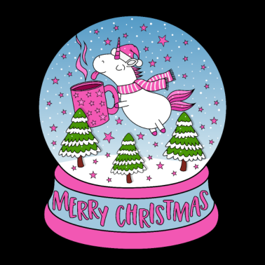 Motiv Glühweinhorn Einhorn Weihnachten Schneekugel pink