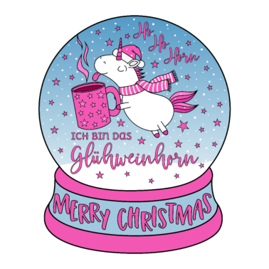 Motiv Glühweinhorn Schneekugel Ho Ho Horn Spruch